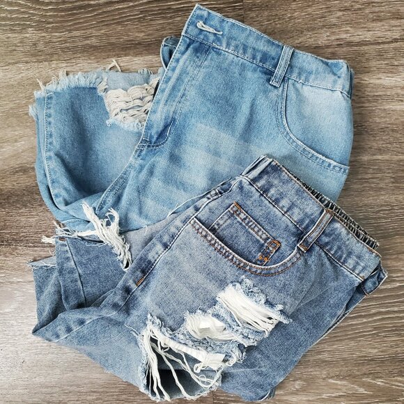 SHEIN Pants - SHEIN PLUS Distressed Jean Shorts for WOMEN - TWO Pairs Size 2XL
